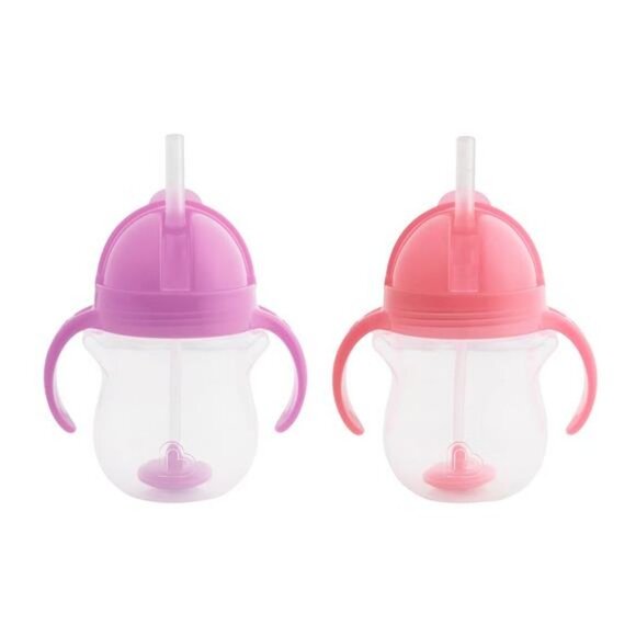 Straw Trainer Cup with Click Lock™ Lid, 7 Ounce, 2 Pack, Pink/Purple - Picture 1 of 7